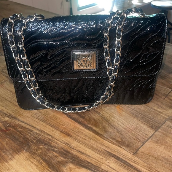 Anne Klein Handbags - Anne Klein Quilted Patent Vegan Leather Chain Strap Versatile Shoulder Bag